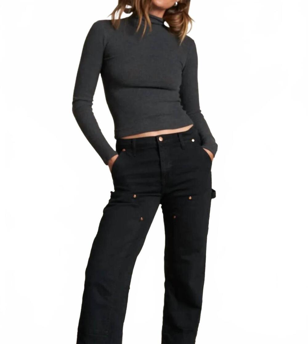 NEW PERFECTWHITETEE noelle sweater rib top in charcoal